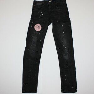 Zara Casual Collection Girl's Splatter Paint Jeans Black Pants in size 9-10